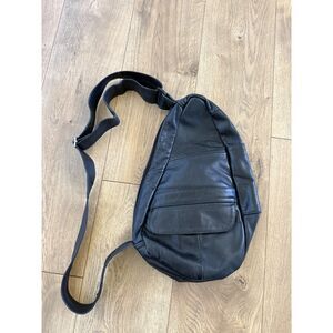 VINTAGE sling leather vintage Navy Blue Crossbody Bag Oversized mexico